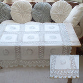 Small Linen and Crochet Square Tablecloth