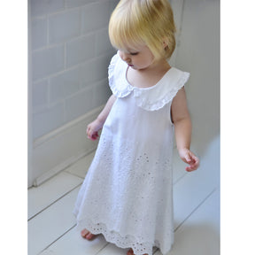 White Lace Embroidered Sleeveless Girls Dress