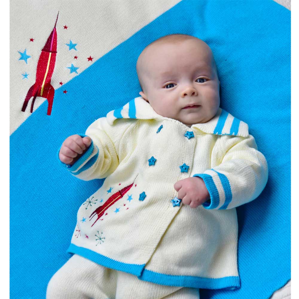 Rocket and Space Knitted Pram Coat - Main Image