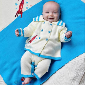 Rocket and Space Knitted Pram Coat - Main Image