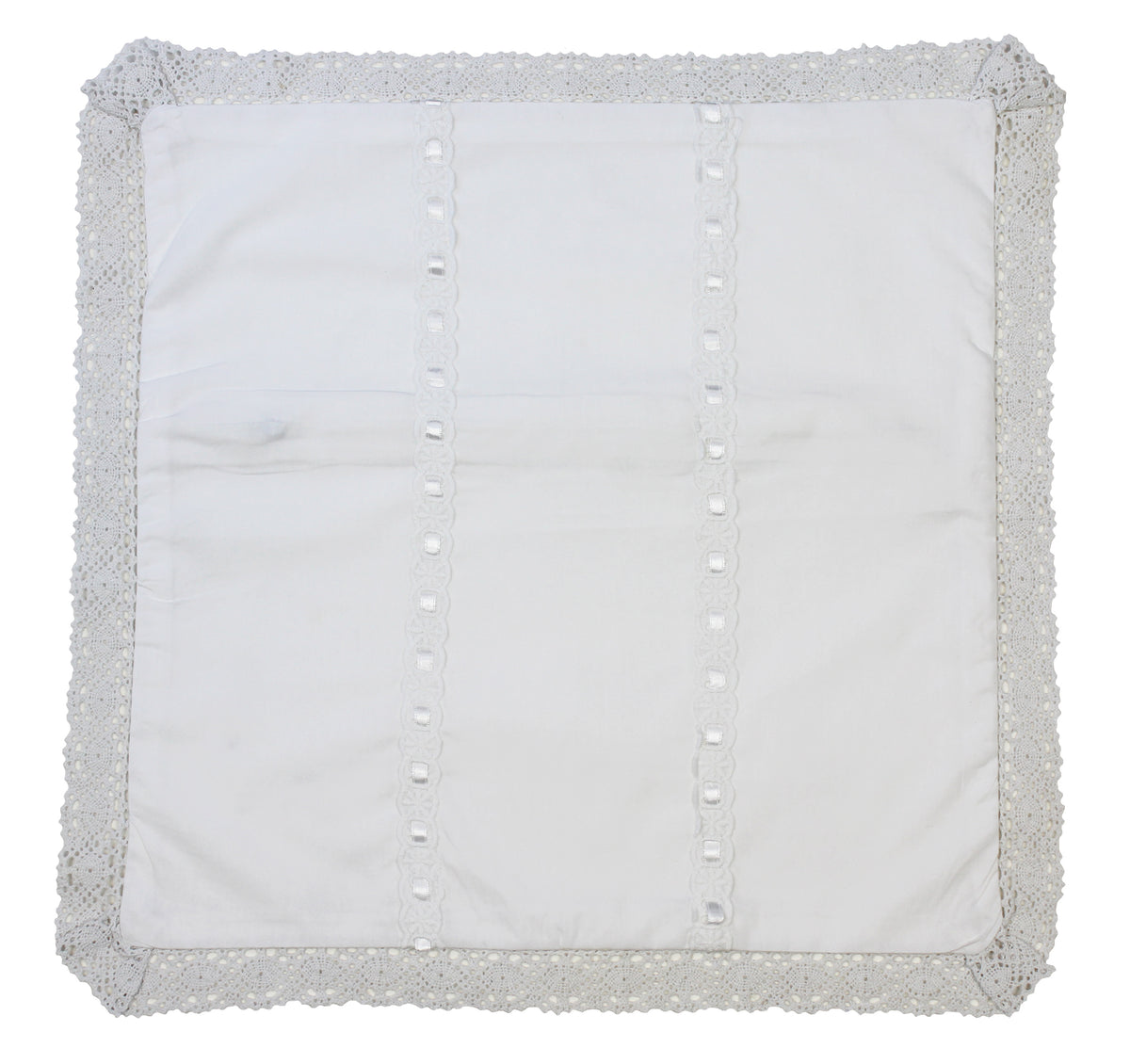 White Cushion Cover With Cotton Lace Trim