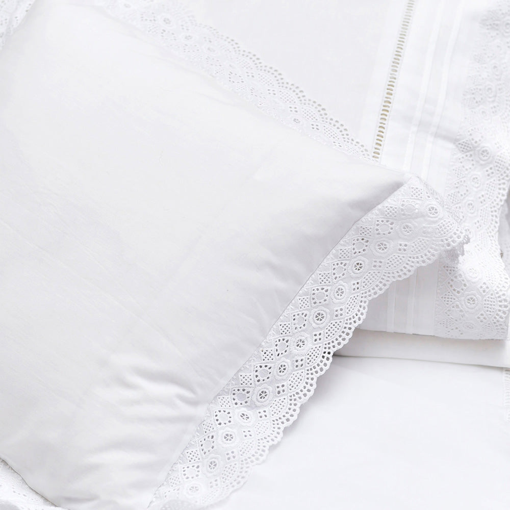 White Cushion Cover With Broderie Anglais Trim
