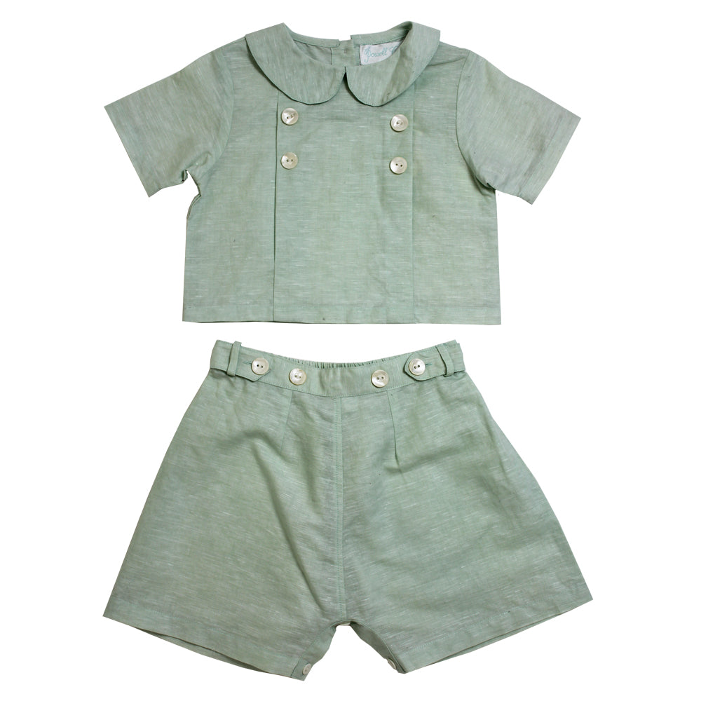Mint Linen Shirt + Shorts Set
