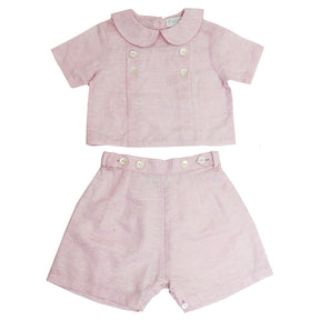 Powder Pink Linen Shirt + Shorts Set