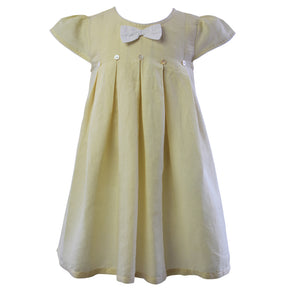 Lemon Linen Capped Sleeve Dress