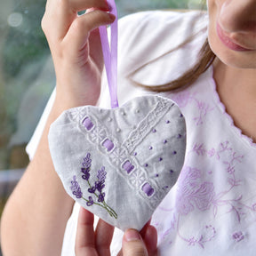 Pack of 3 Mixed Embroidered Lavender Heart