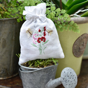 Pack of 3 White Butterfly Embroidered Sachet