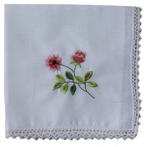 Pack of 3 Rose Embroidered Hankies