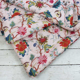 Pink Exotic Flower Print Quilt