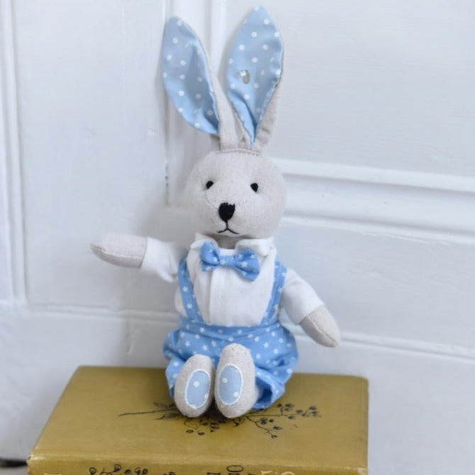 Rabbit Soft Toy with Star Dungarees