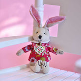 Rabbit Soft Toy with Hot Pink Floral Dress
