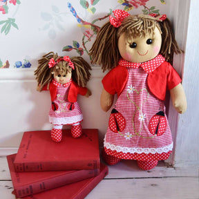 Rag Doll with Embroidered Ladybird Dress 40cm