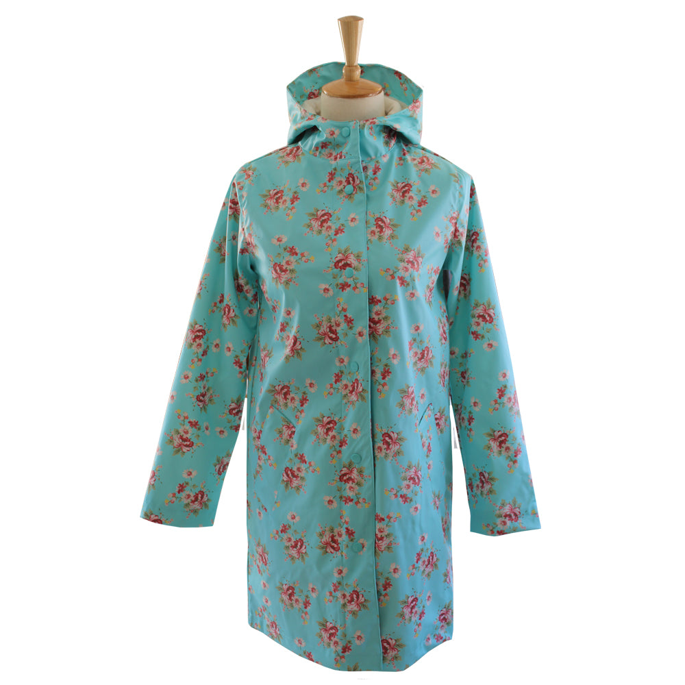 Ladies Blue Floral Raincoat