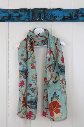 Blue Exotic Flower Scarf