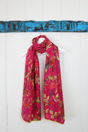 Hot Pink Bird Print Scarf