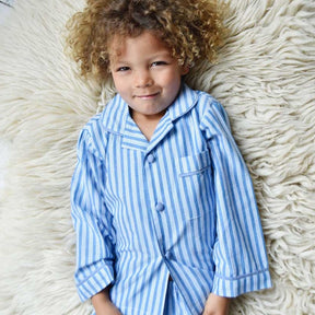 Louis Blue & White Triple Striped Boys Pyjamas