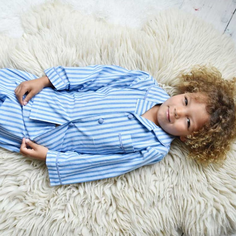 Powell Craft Blue Stripe Pyjama Teddy Bear (34cm)
