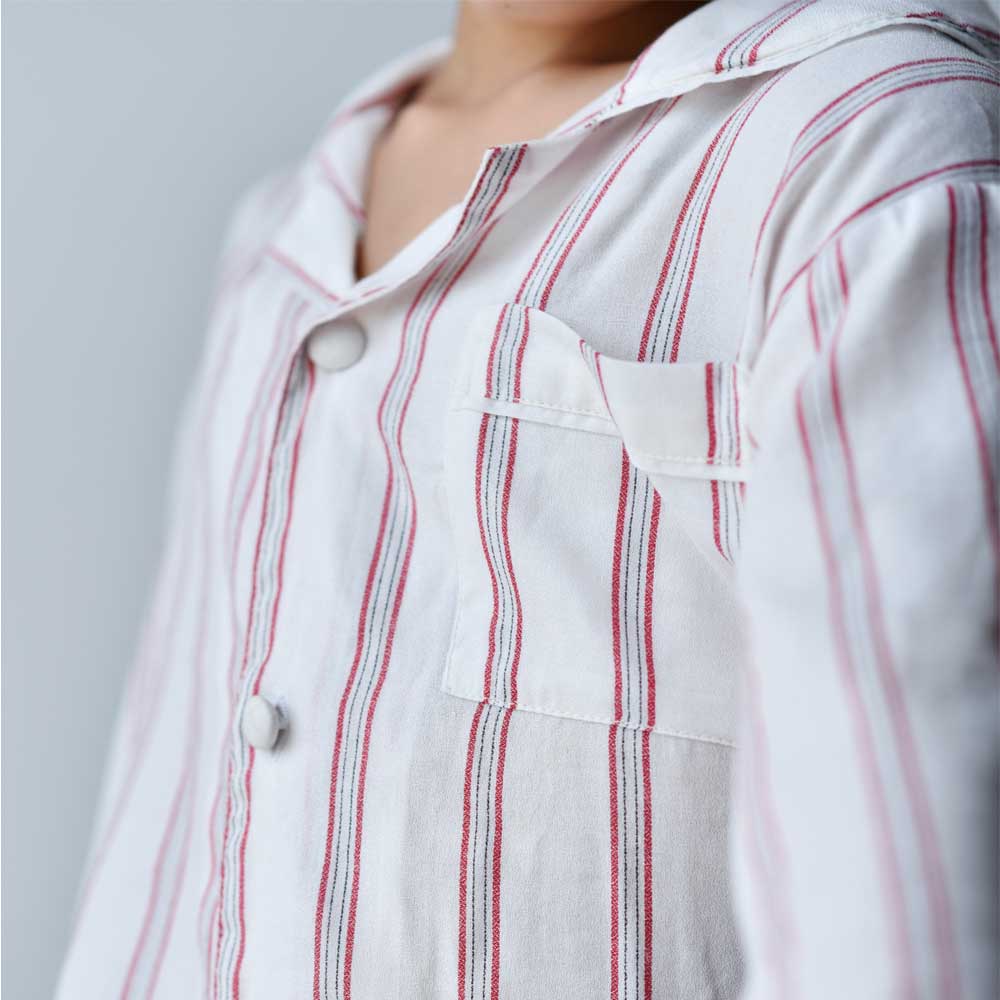 Freddie Red & White Striped Modal Boys Pyjamas