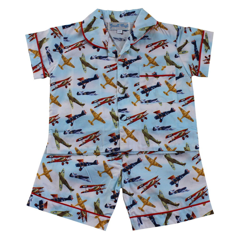 Vintage Aeroplane Pyjamas With Shorts