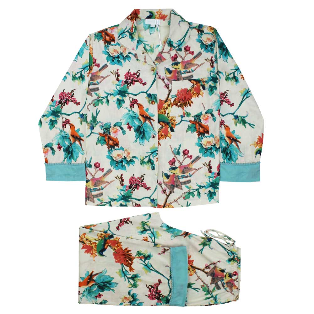Turquoise Hummingbird Print Ladies Pyjamas