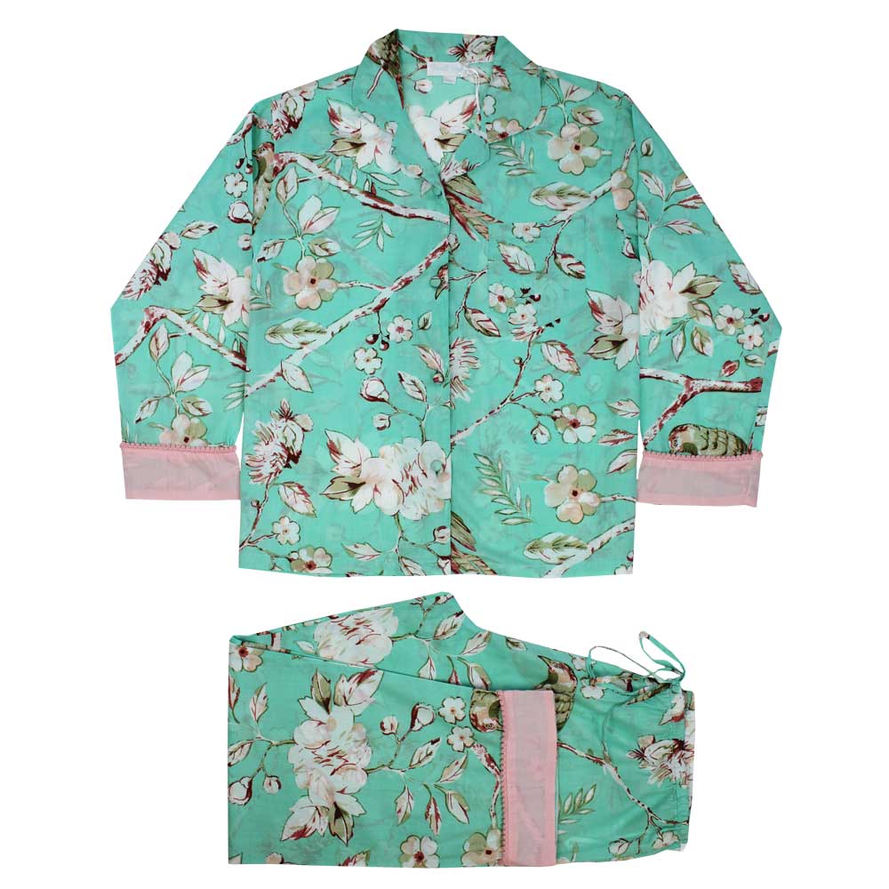 Mint Blossom Print Ladies Pyjamas
