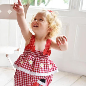 Red Checked Ladybird Romper