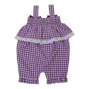 Lilac Checked Mouse Romper