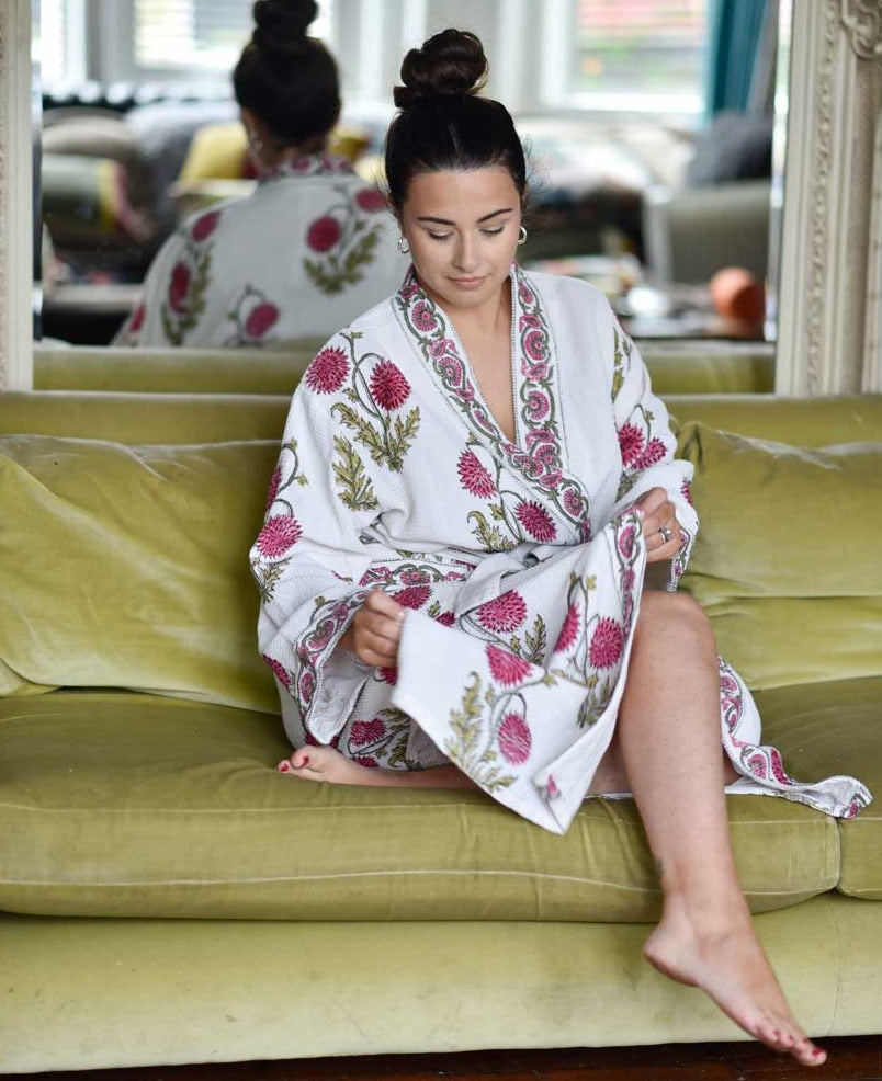 Rose Floral Waffle Dressing Gown