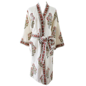 Orange Floral Waffle Dressing Gown