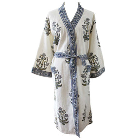 Blue Flower Waffle Dressing Gown