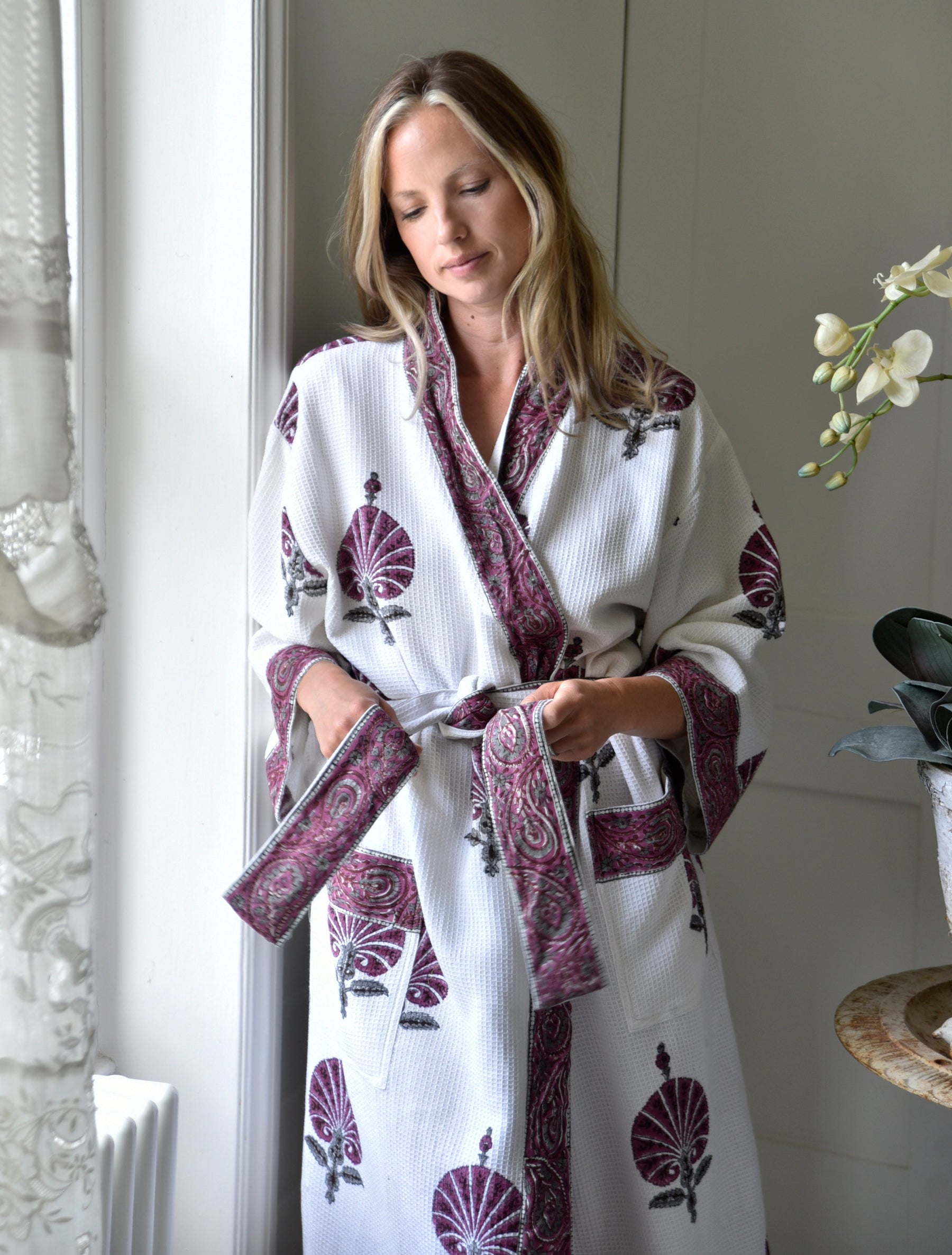 Purple Flower Waffle Dressing Gown Purple Flower Waffle Dressing Gown