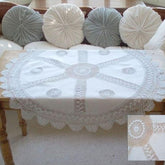Round Cotton/Linen Crochet Tablecloth